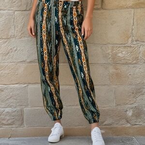 Kanvas aztec striped print casual jogger pants m